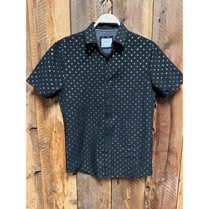 Craft Flow Mens S Button Up Shirt Black Gold Floral Short Sleeve Modern Western